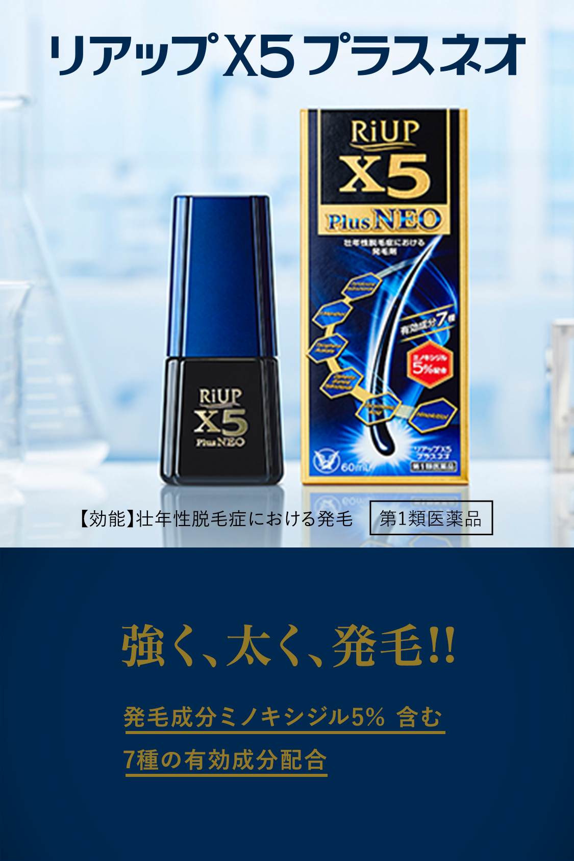 強く、太く、発毛。「リアップX5プラス ネオ」